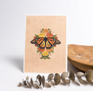 Monarch Butterfly and Marigolds Art Print  - 1