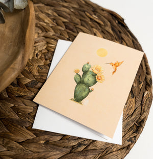 Cactus and Hummingbird Greeting Card - 1