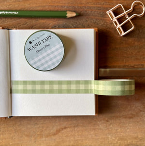 Green Gingham Washi Tape - 1