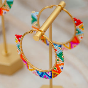 Festival Multicolor beaded Hoops - 1