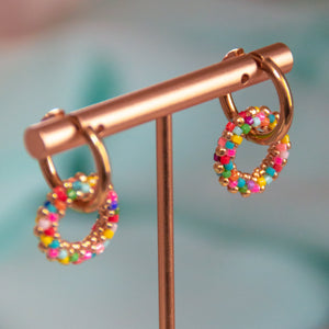 Confetti Beaded Rings Hoops  - 1