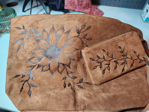 Custom Brown Suede Purse - 1