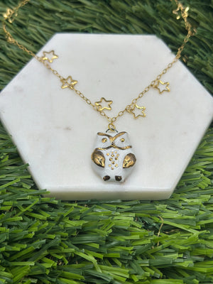 Owl Ceramic Necklace - 1