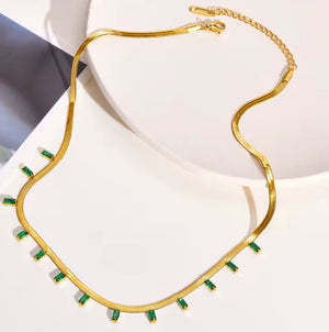 Emerald Green Cz Necklace  - 1