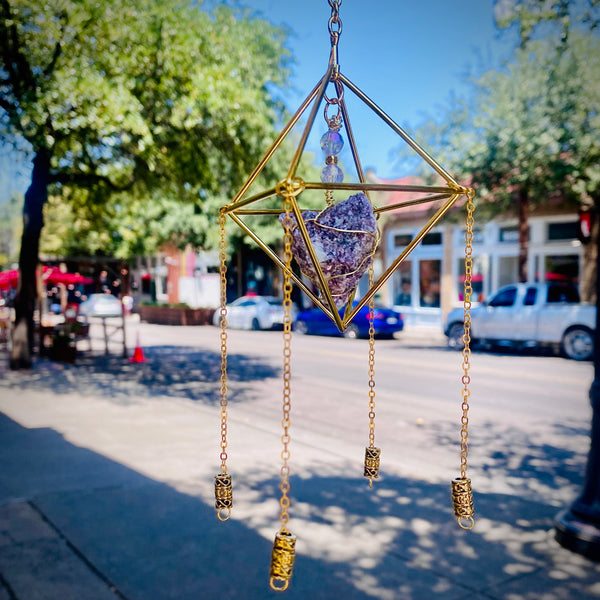 Geometric Crystal Hanging Decor // Single Stone