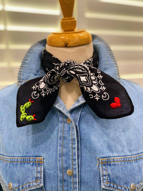 Embroidered Cactus Bandana