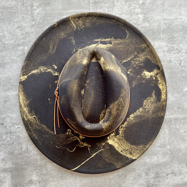 Gold Marbled Wide Brim Rancher Hat - 10