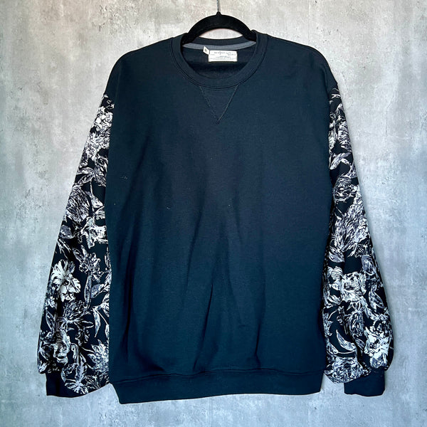 Puff Sleeve Sweatshirt - Floral Print