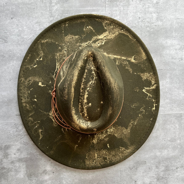 Gold Marbled Wide Brim Rancher Hat - 12