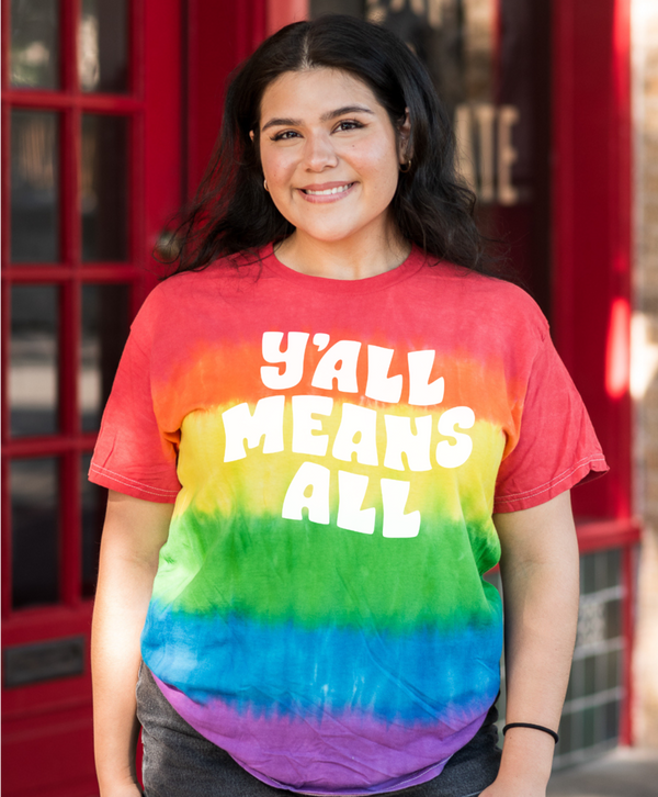 Y'all Means All Pride Tie-Dye Rainbow Tee - Wholesale