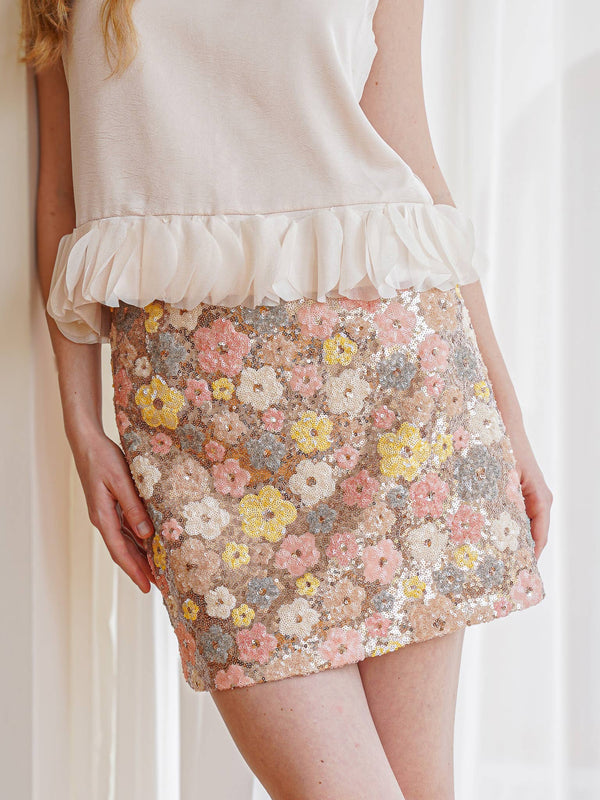 Blossoming Sequin Mini Skirt