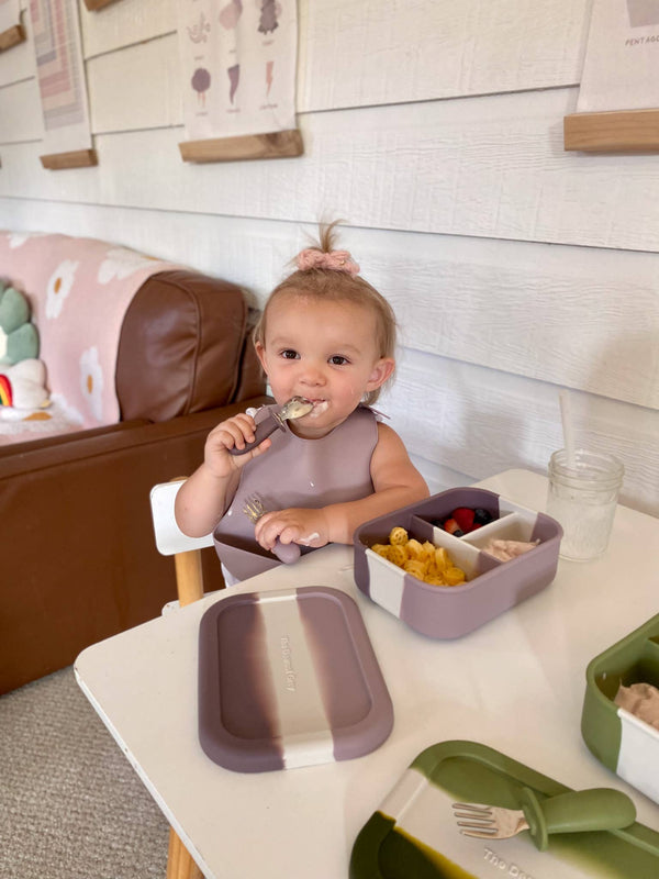 Silicone Catch Bib Set | Jade & Lavender