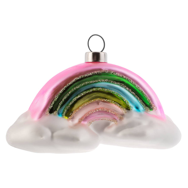 Rainbow with Clouds Mercury Glass Ornament