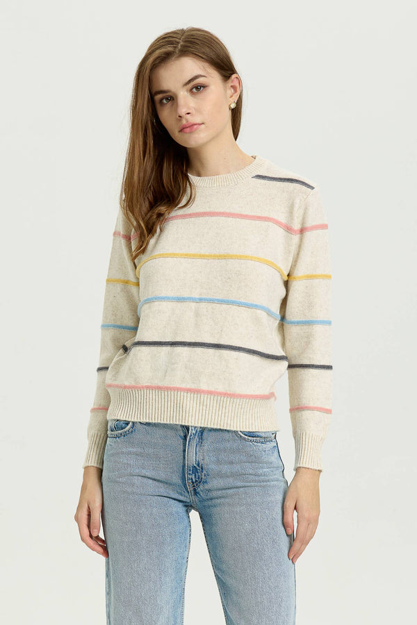 Pastel Striped Crewneck Sweater