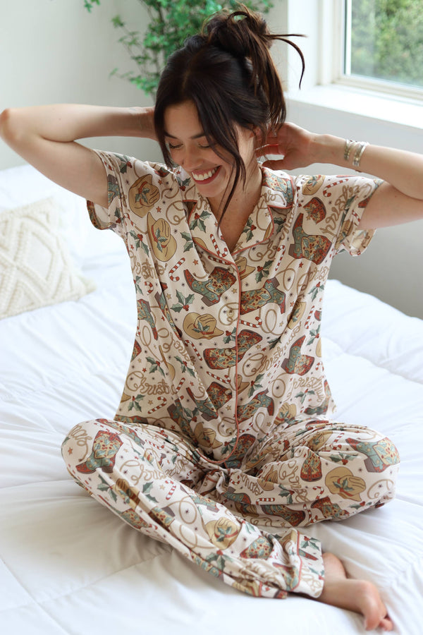 Western Boot Minky Soft Christmas Pajamas