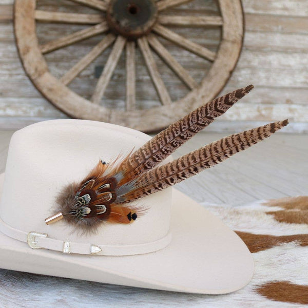 Western Feather Hat Pin Natural