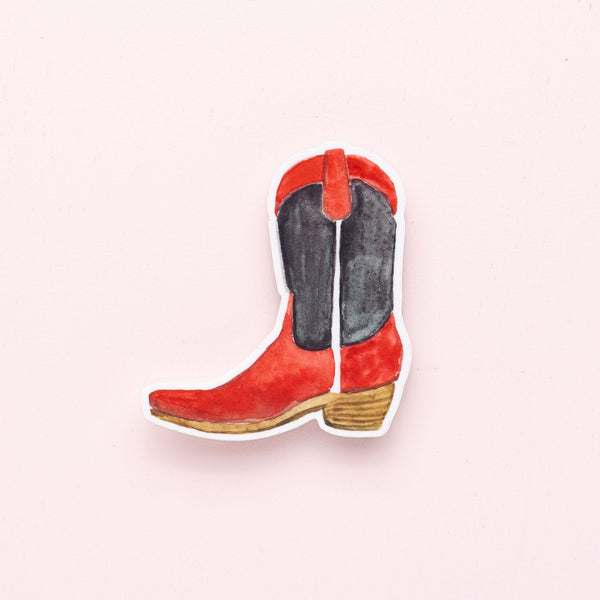 Cowboy Boot Sticker - Red and Black - 1