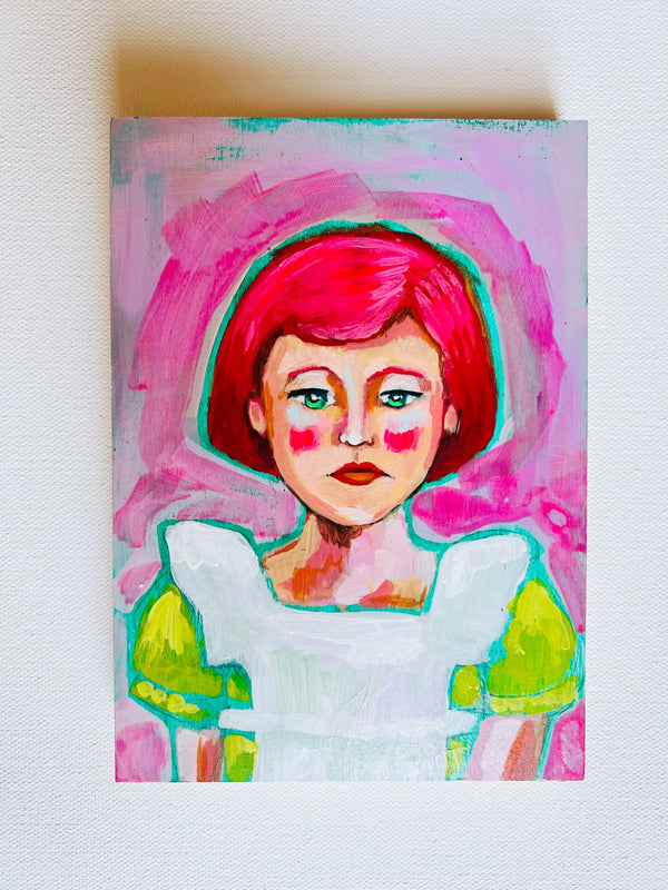 5x7 Original art on wood - “Darla” - 1