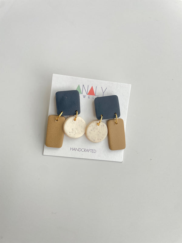 Neutral Color  Block statement studs - 1