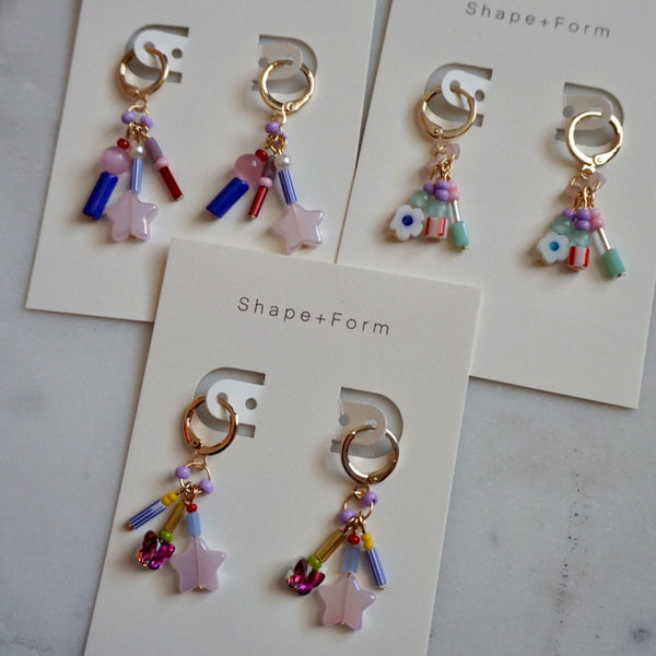 Confetti Beaded Charm Hoops - 1