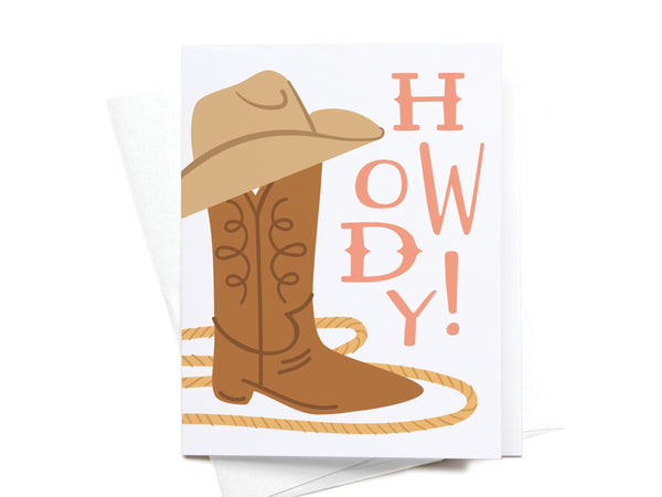 Howdy! Cowgirl Boot Greeting Card - RS