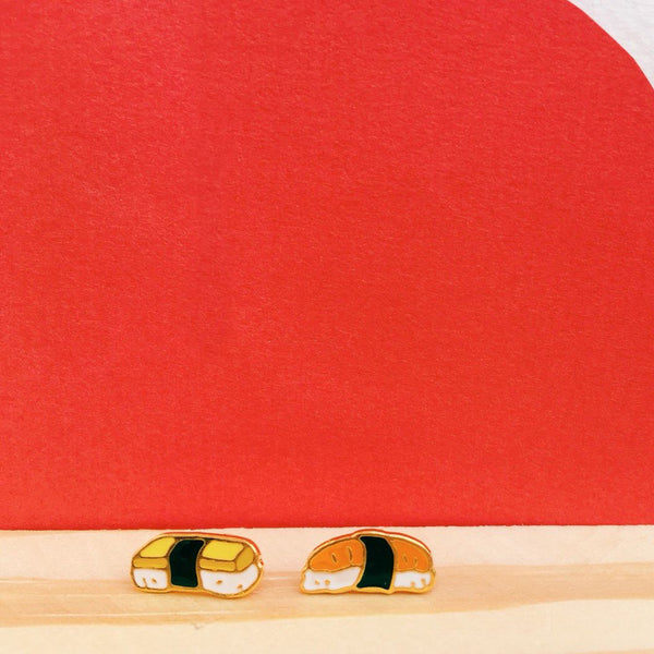 Sushi Mismatched Enamel Stud Earrings - 1