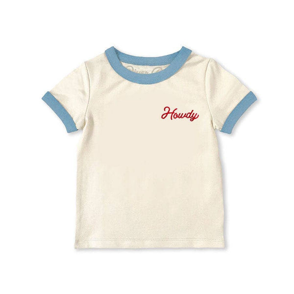 Howdy Kids Vintage Ringer Tee - Beige